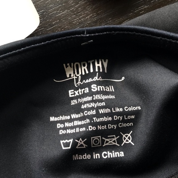 Worthy Threads Black Neon Stripe Leggings NWT $79 XS - Picture 10 of 12